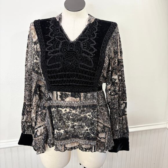 Lane Bryant Size 18/20 Top Velvet Embellished Sheer Mesh Fairy Grunge Whimsigoth - Picture 1 of 16